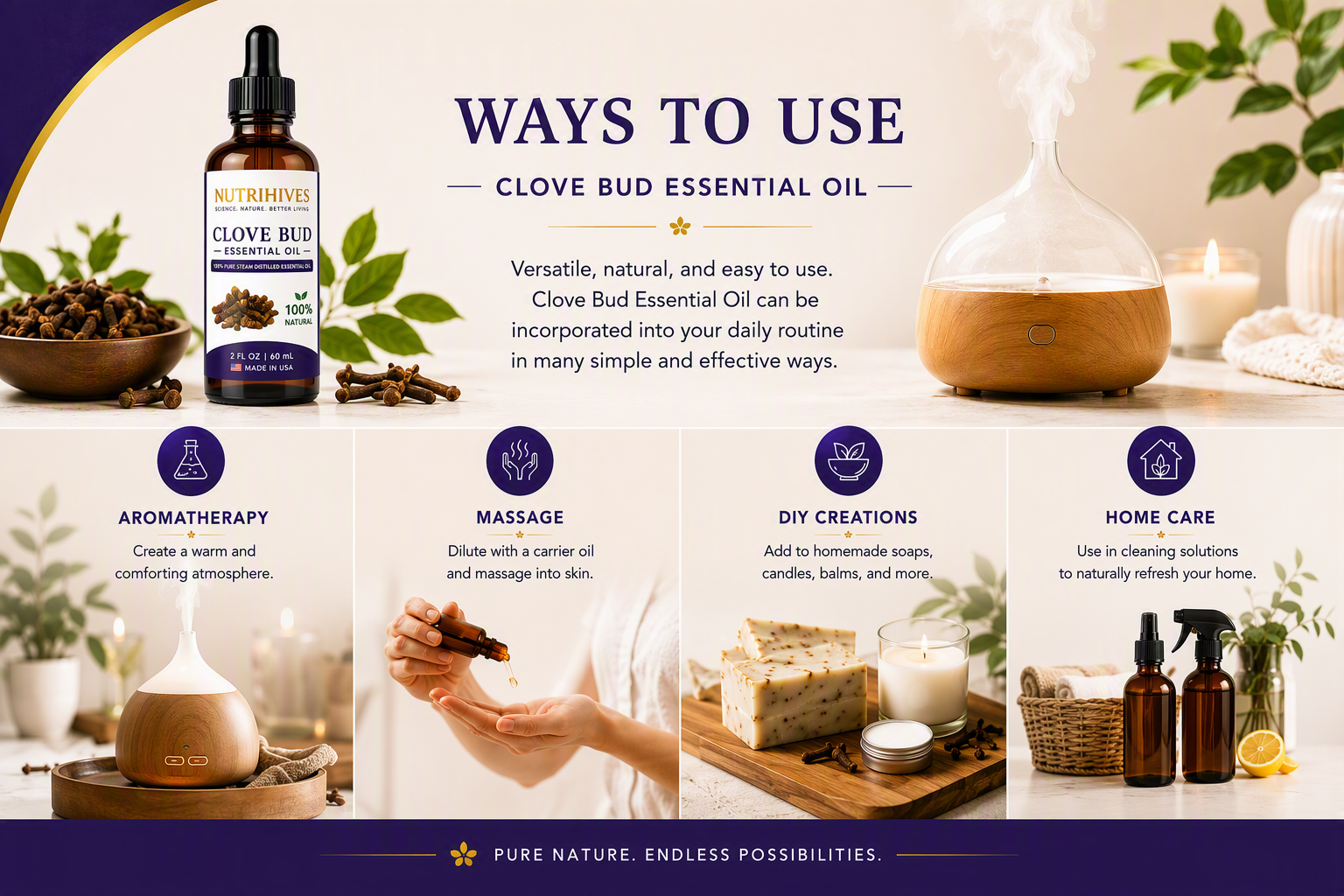 NutriHives Clove Bud Oil 2 oz bottle