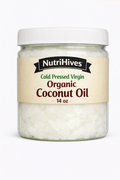 NutriHives Cold Pressed Virgin Organic Coconut Oil 14 fl oz – 100% Pure | Non‑GMO | Unrefined | Natural Moisturizer & Cooking Oil | Premium White‑Lid Jar