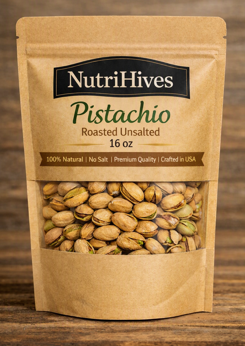 NutriHives Pistachio Roasted Unsalted 16 oz | 100% Natural | Premium Quality | Healthy Snack | No Salt 