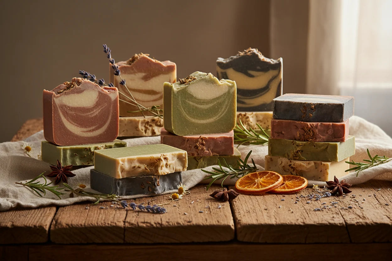 Soap Bar - Hand Made - 24 Oz - 6 bar - Lavender Hemp, Oatmeal Honey, Lemon Grass